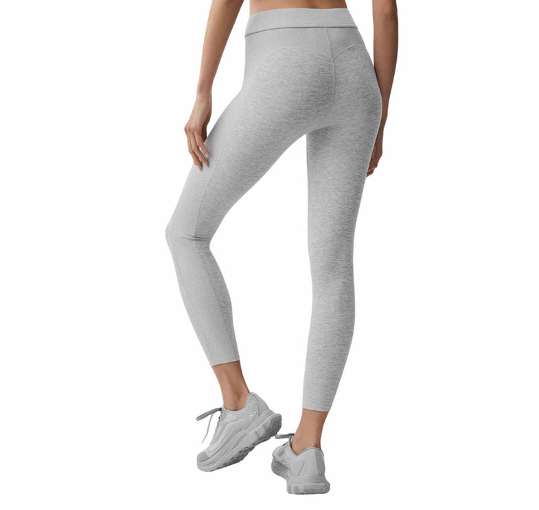 alo Women's Alosoft High-Waist 7/8 Relay Legging Athletic Heather Grey/White