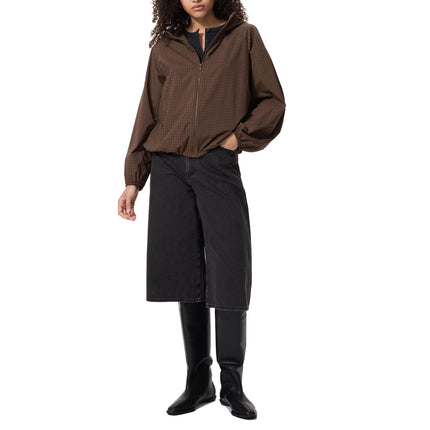 Uniqlo Women's Pocketable UV Protection Parka | Checkered 38 Dark Brown