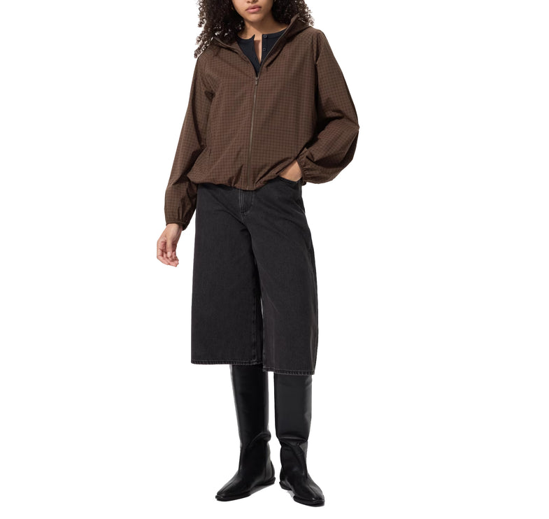Uniqlo Women's Pocketable UV Protection Parka | Checkered 38 Dark Brown