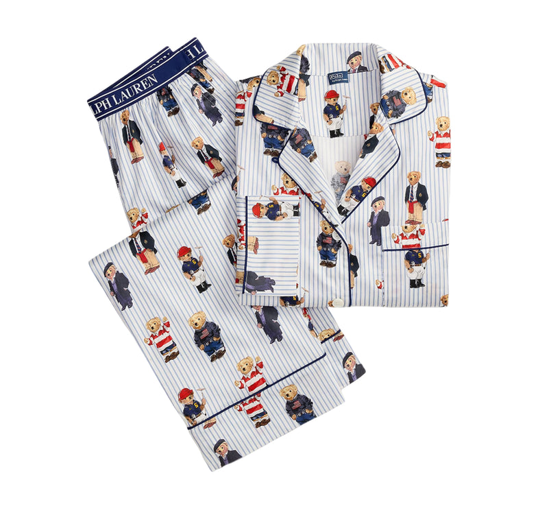 Polo Ralph Lauren Women's Polo Bear Cotton Sateen Pajama Set Evergreen