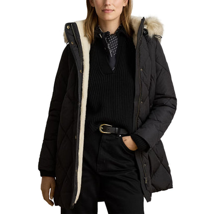 Polo Ralph Lauren Women's Faux-Fur-Trim Hooded Quilted Coat Black