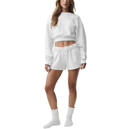 alo Women's Cropped Accolade Crewneck White