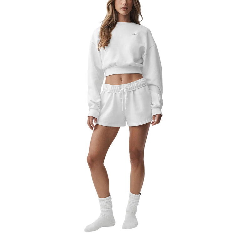 alo Women's Cropped Accolade Crewneck White