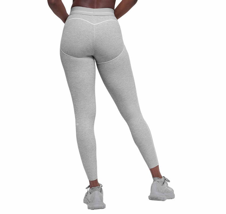 alo Women's 7/8 High-Waist Alosoft Heart Throb Legging Athletic Heather Grey/White