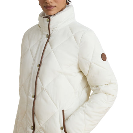 Polo Ralph Lauren Women's Faux-Fur-Trim Hooded Quilted Coat Cream