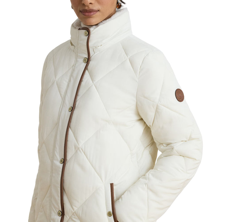 Polo Ralph Lauren Women's Faux-Fur-Trim Hooded Quilted Coat Cream