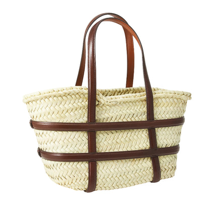 Tory Burch Women's Ella Small Woven Straw Tote Brown
