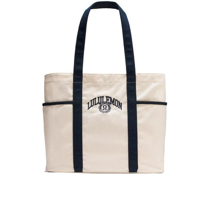 lululemon Unisex Daily Multi-Pocket Canvas Tote Bag 20L Collegiate Natural/True Navy