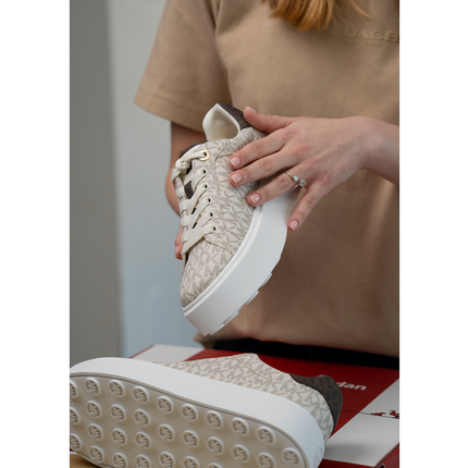 Michael Kors Women's Romey Two Tone Logo Platform Sneaker Vanilla