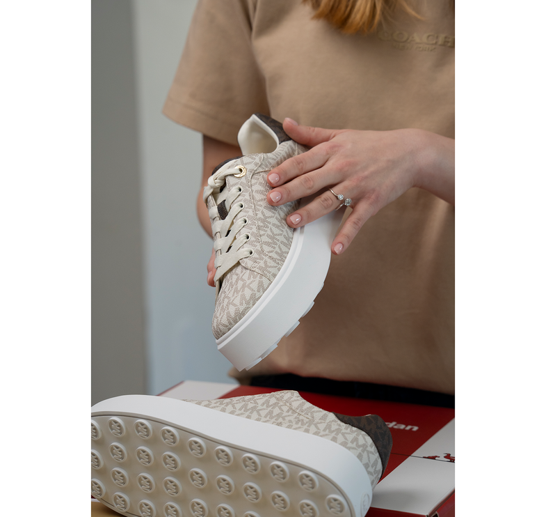 Michael Kors Women's Romey Two Tone Logo Platform Sneaker Vanilla