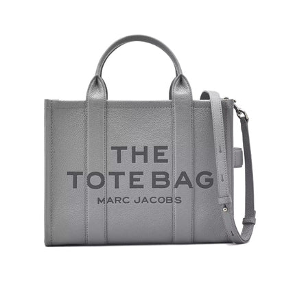 Marc Jacobs Women's The Leather Medium Tote Bag Wolf Grey - Hemen Kargoda