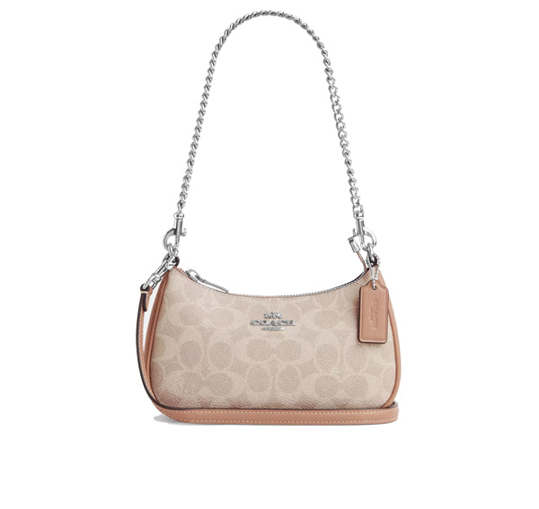 Coach Women's Teri Mini Crossbody Bag In Signature Canvas Silver/Sand/Taupe