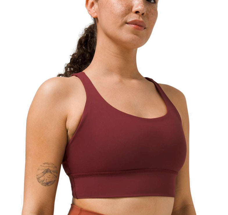 lululemon Women's Energy Longline Bra Medium Support B–D Cups Red Merlot - Hemen Kargoda