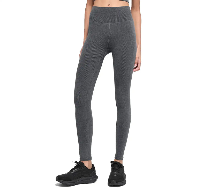 alo Women's Seamless High-Waist Two Tone Rib Legging Dark Misty Grey Heather