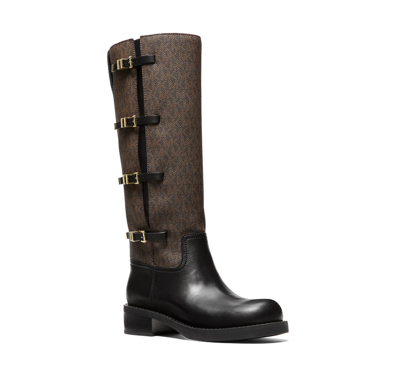 Michael Kors Women's Darrington Signature Logo and Leather Boot Brown/Black