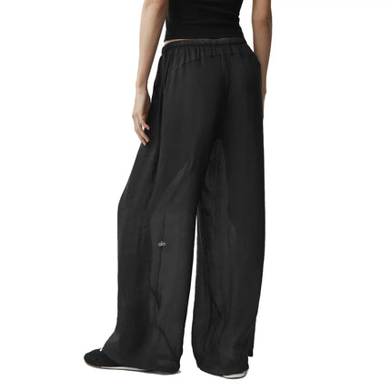 alo Women's Semi-Sheer Golden Hour High-Waist Straight Leg Pant Black