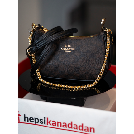Coach Women's Teri Mini Crossbody Bag In Signature Canvas Gold/Walnut/Black