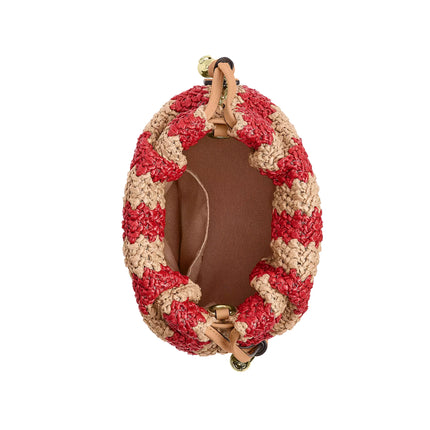 Coach Women's Faye Mini Drawstring Bag With Stripes Gold/Red/Tan