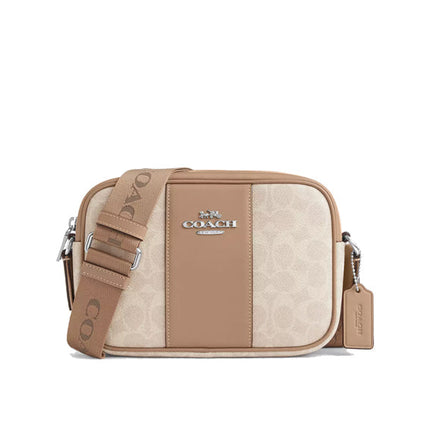 Coach Women's Jamie Camera Bag In Signature Canvas With Stripe Silver/Sand/Taupe