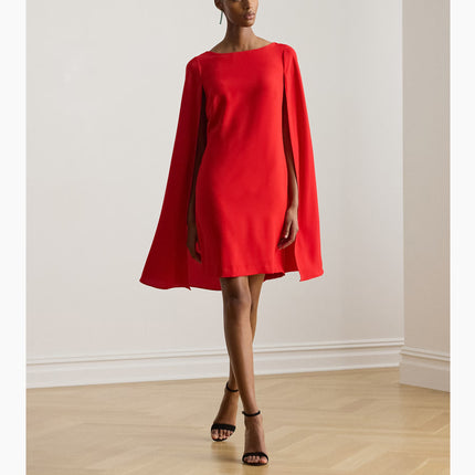 Polo Ralph Lauren Women's Cape Georgette Cocktail Dress Cruise Red