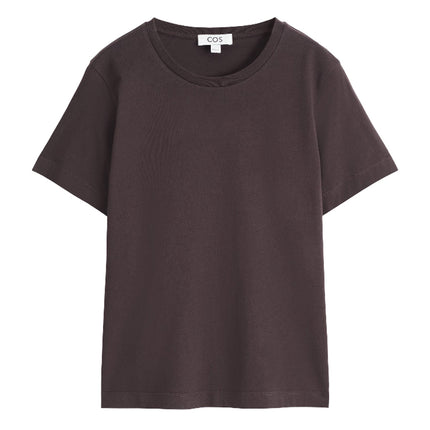 COS Women's Crew-Neck Cotton T-Shirt Dark Brown