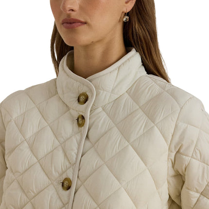 Polo Ralph Lauren Women's Diamond-Quilted Mockneck Jacket Cream