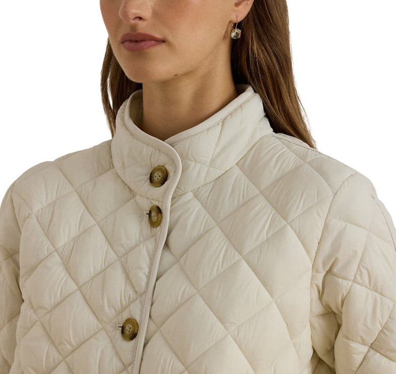 Polo Ralph Lauren Women's Diamond-Quilted Mockneck Jacket Cream