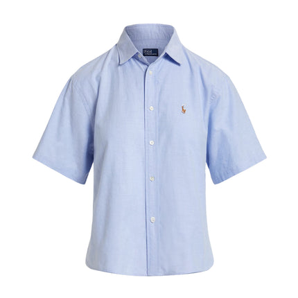 Polo Ralph Lauren Women's Cotton Oxford Short-Sleeve Shirt Blue Hyacinth