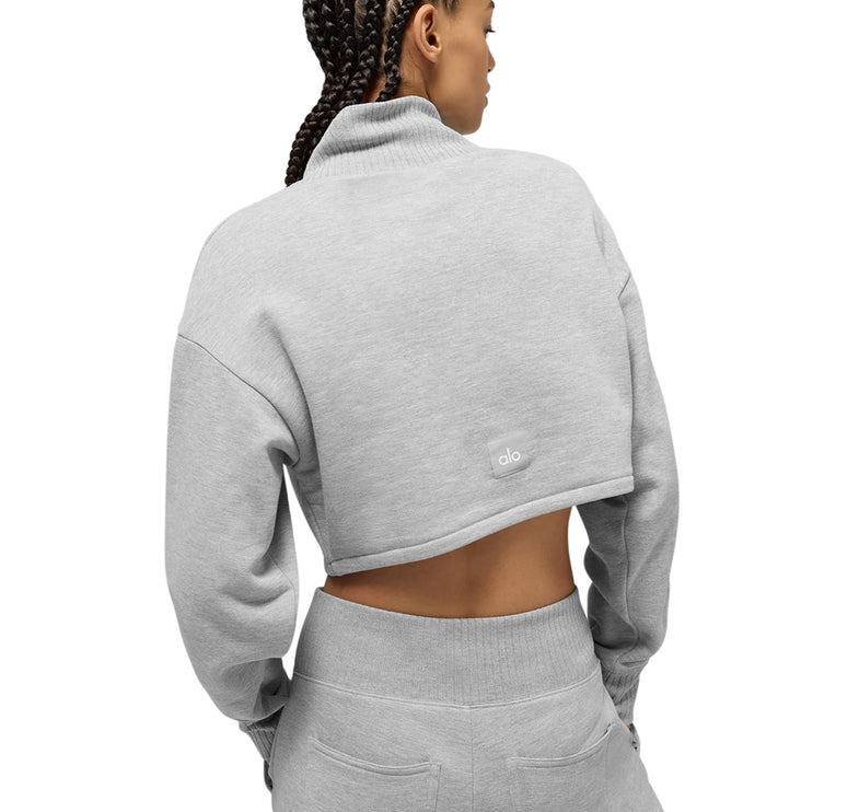 alo Women's Cropped Serenity Coverup Athletic Heather Grey