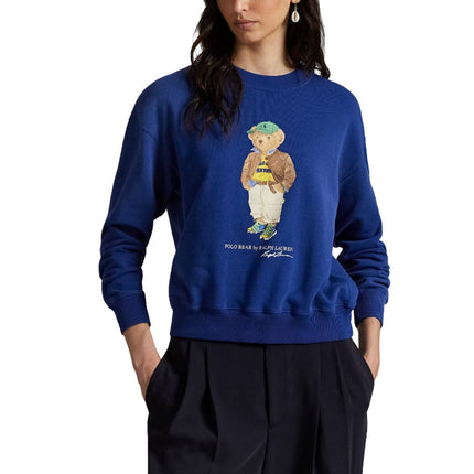 Polo Ralph Lauren Women's Polo Bear Lightweight Fleece Crewneck Blue Yacht