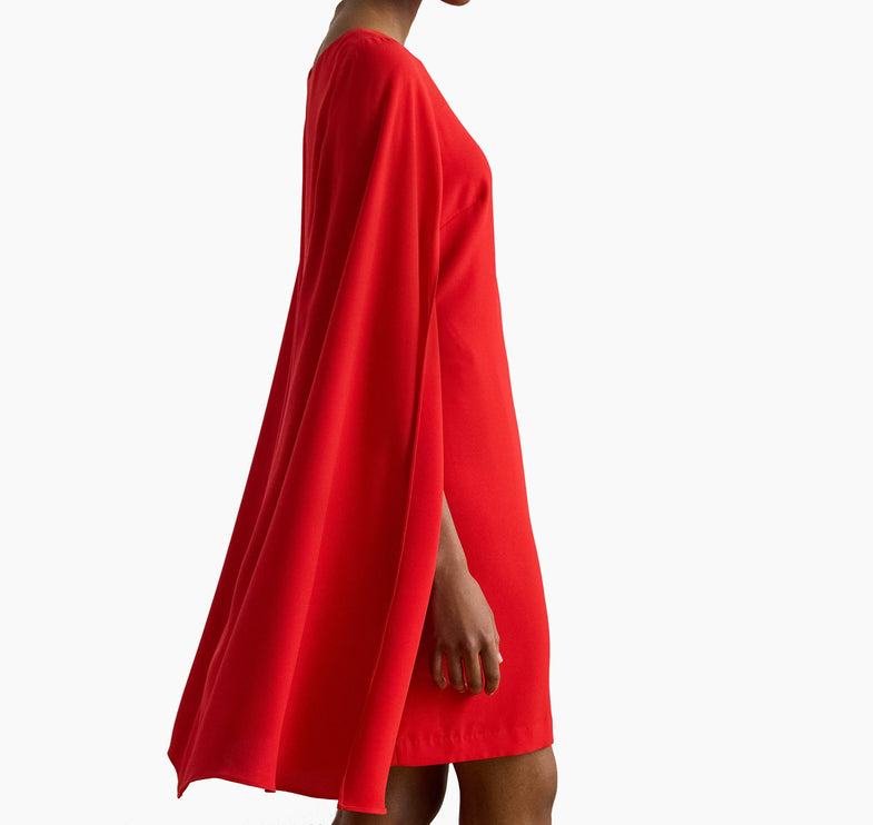 Polo Ralph Lauren Women's Cape Georgette Cocktail Dress Cruise Red