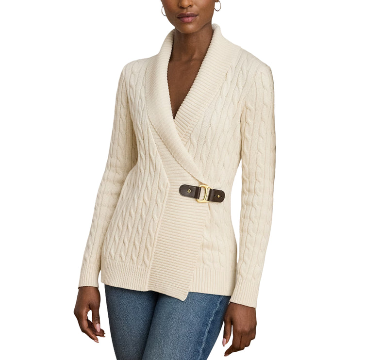 Polo Ralph Lauren Women's Buckled Cotton Sweater Mascarpone Cream