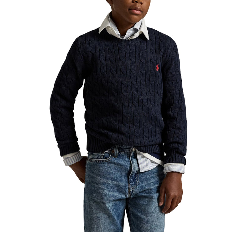 Polo Ralph Lauren Boy's Cable-Knit Cotton Sweater RL Navy