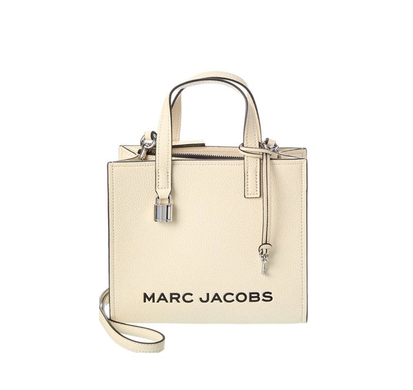 Marc Jacobs Women's Mini Grind Branded Leather Tote Marshmallow