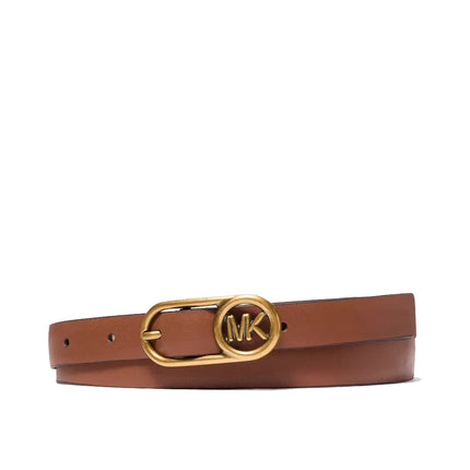 Michael Kors Women's Logo Buckle Leather Belt Luggage
