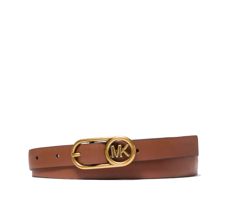 Michael Kors Women's Logo Buckle Leather Belt Luggage