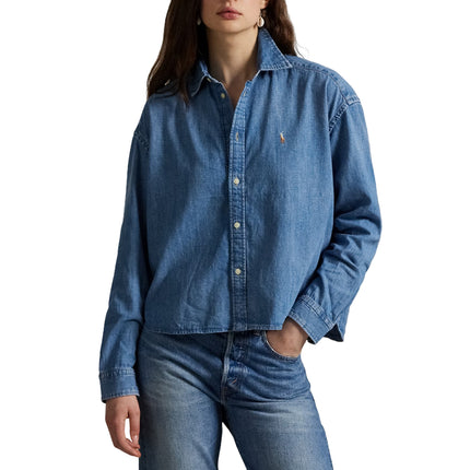 Polo Ralph Lauren Women's Cropped Boxy Denim Shirt Zaia Wash