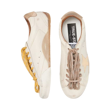 Golden Goose Women's True Star in White Nappa Leather with Gold Star and Beige