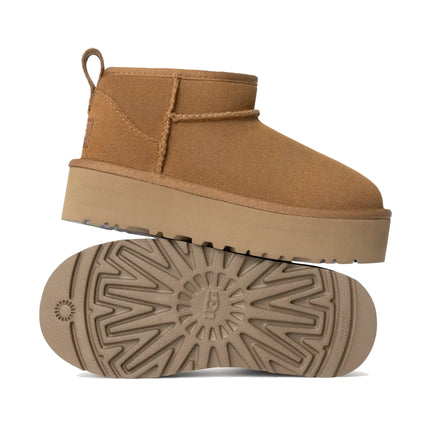 UGG Classic Ultra Mini Platform çocuk botu, kahverengi (chestnut) süet