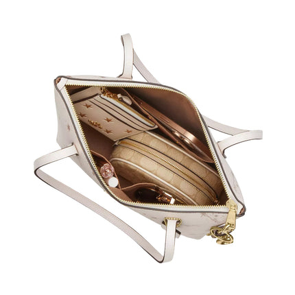 Coach Women's Fiona Zip Tote Bag With Star Print Gold/Chalk Multi