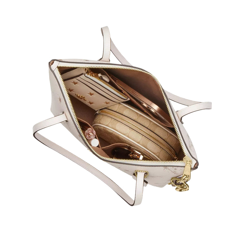 Coach Women's Fiona Zip Tote Bag With Star Print Gold/Chalk Multi