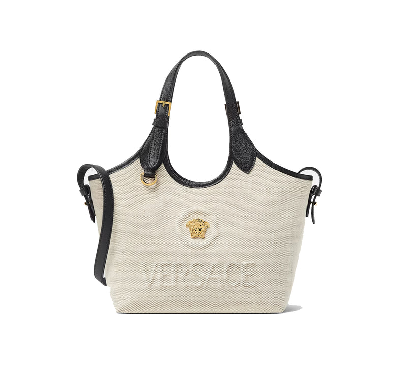 Versace Women's La Medusa Canvas Mini Tote Beige