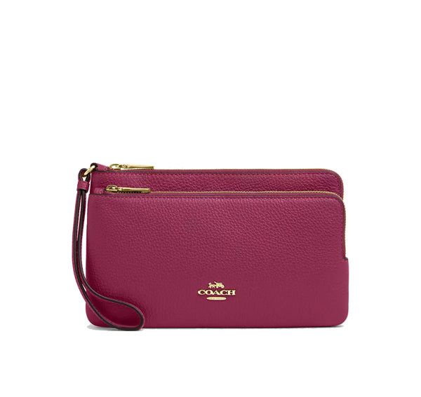 Coach Women's Double Zip Wallet Gold/Pink