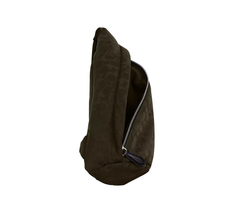 Coach Unisex Lachlan Sling In Signature Nylon Dark Moss