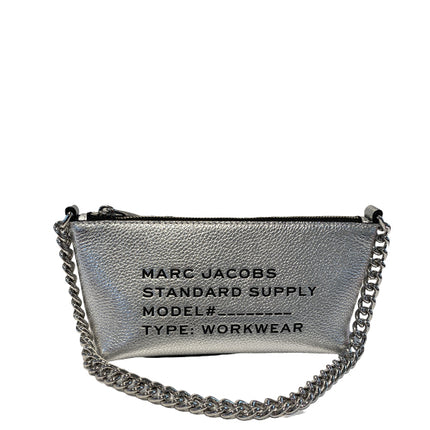 Marc Jacobs Women's Standard Supply Leather Pouchette Shoulder Bag Metallic Silver