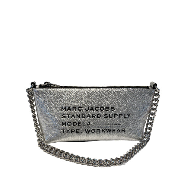 Marc Jacobs Women's Standard Supply Leather Pouchette Shoulder Bag Metallic Silver