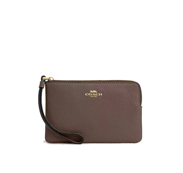 Coach Women's Corner Zip Wristlet Dark Stone