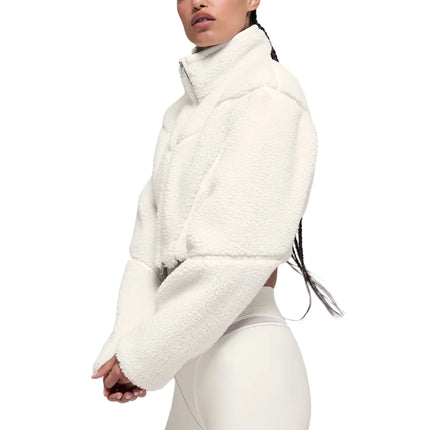 alo Women's Sherpa Cropped Slope Side Jacket Ivory