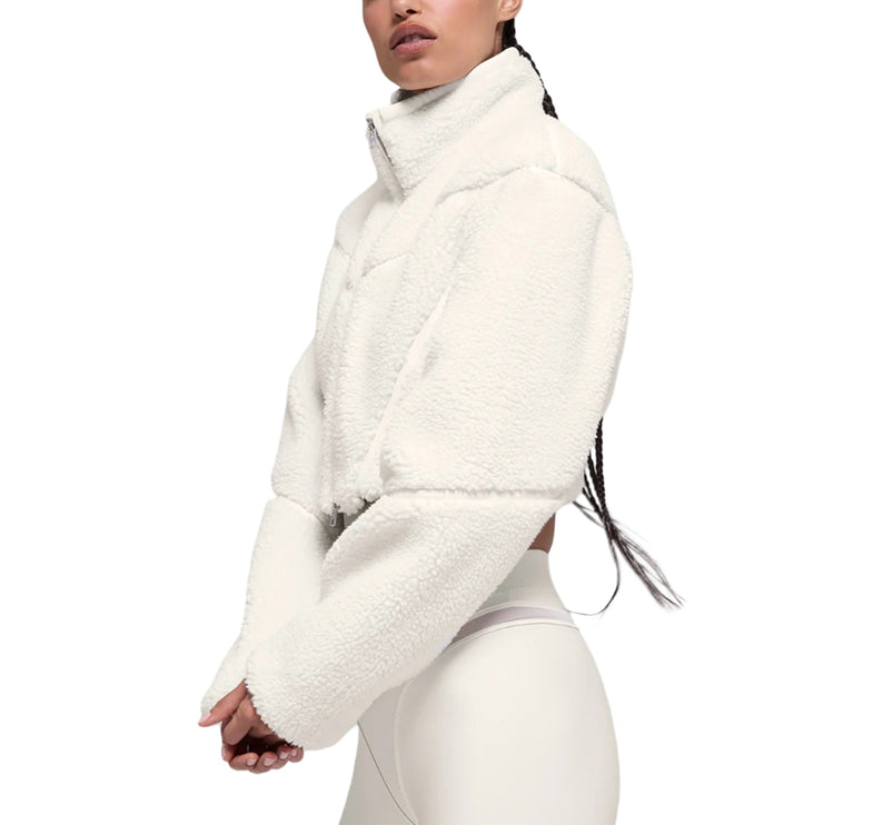 alo Women's Sherpa Cropped Slope Side Jacket Ivory