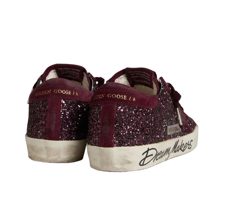 Golden Goose Women's Super-Star Star LTD in Cherry Glitter with Cherry Suede Star
